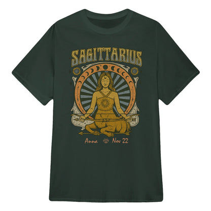 Zodiac Sagittarius Meditation Mandala Sun and Moon Symbols Yoga Classic Unisex T-Shirt | 5To9Style