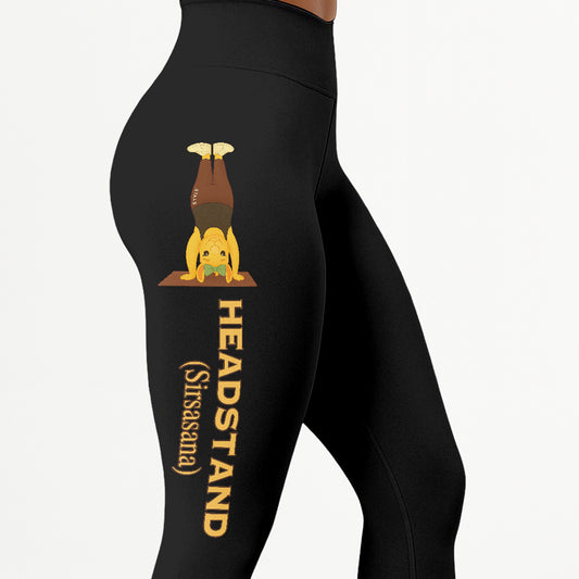 Headstand (Sirsasana) Chill Llama Yoga Pants All-Over Print Women's High Waist Leggings | 5To9Style