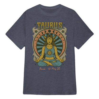 Zodiac Taurus Meditation Mandala Sun and Moon Symbols Yoga Classic Unisex T-Shirt | 5To9Style