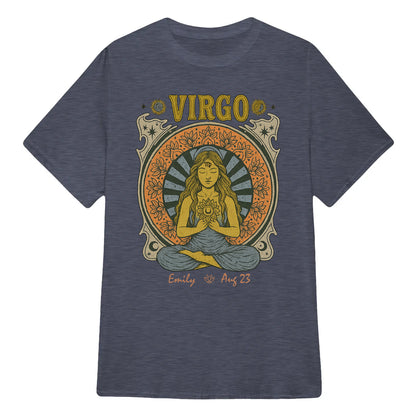 Zodiac Virgo Meditation Mandala Sun and Moon Symbols Yoga Classic Unisex T-Shirt | 5To9Style