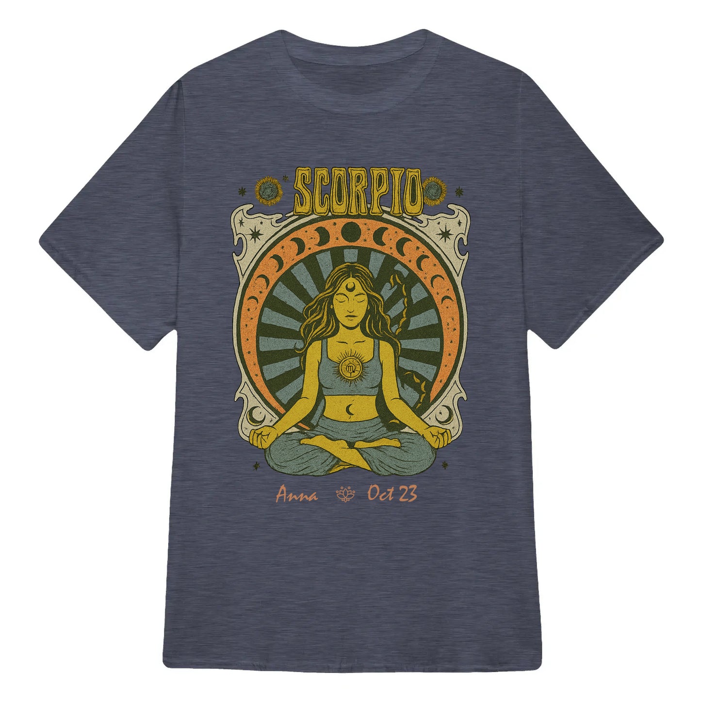 Zodiac Scorpio Meditation Mandala Sun and Moon Symbols Yoga Classic Unisex T-Shirt | 5To9Style