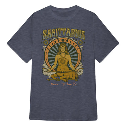 Zodiac Sagittarius Meditation Mandala Sun and Moon Symbols Yoga Classic Unisex T-Shirt | 5To9Style
