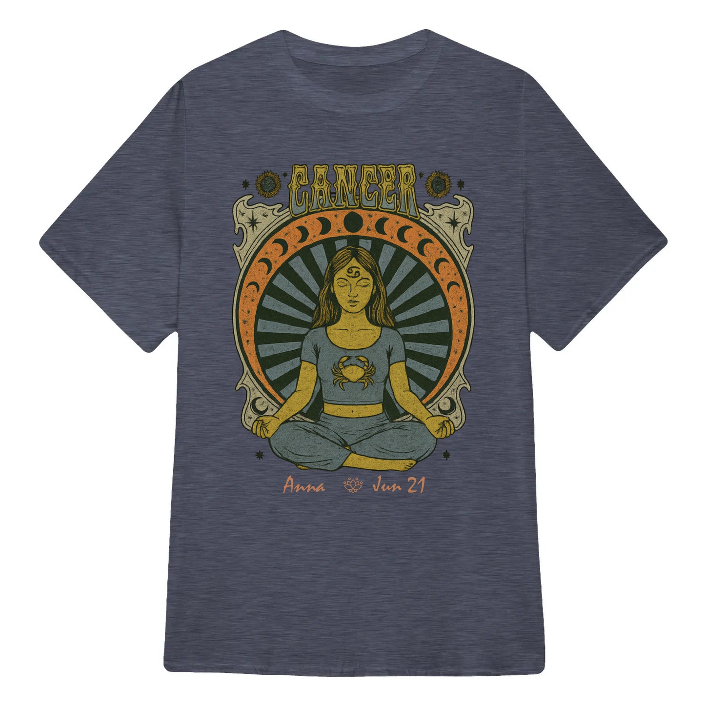 Zodiac Cancer Meditation Mandala Sun and Moon Symbols Yoga Classic Unisex T-Shirt | 5To9Style