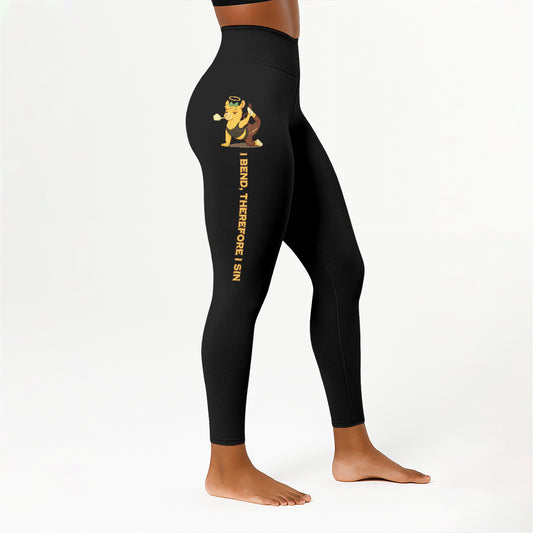 I Bend, Therefore I Sin Chill Llama Yoga Pants All-Over Print Women's High Waist Leggings | 5To9Style