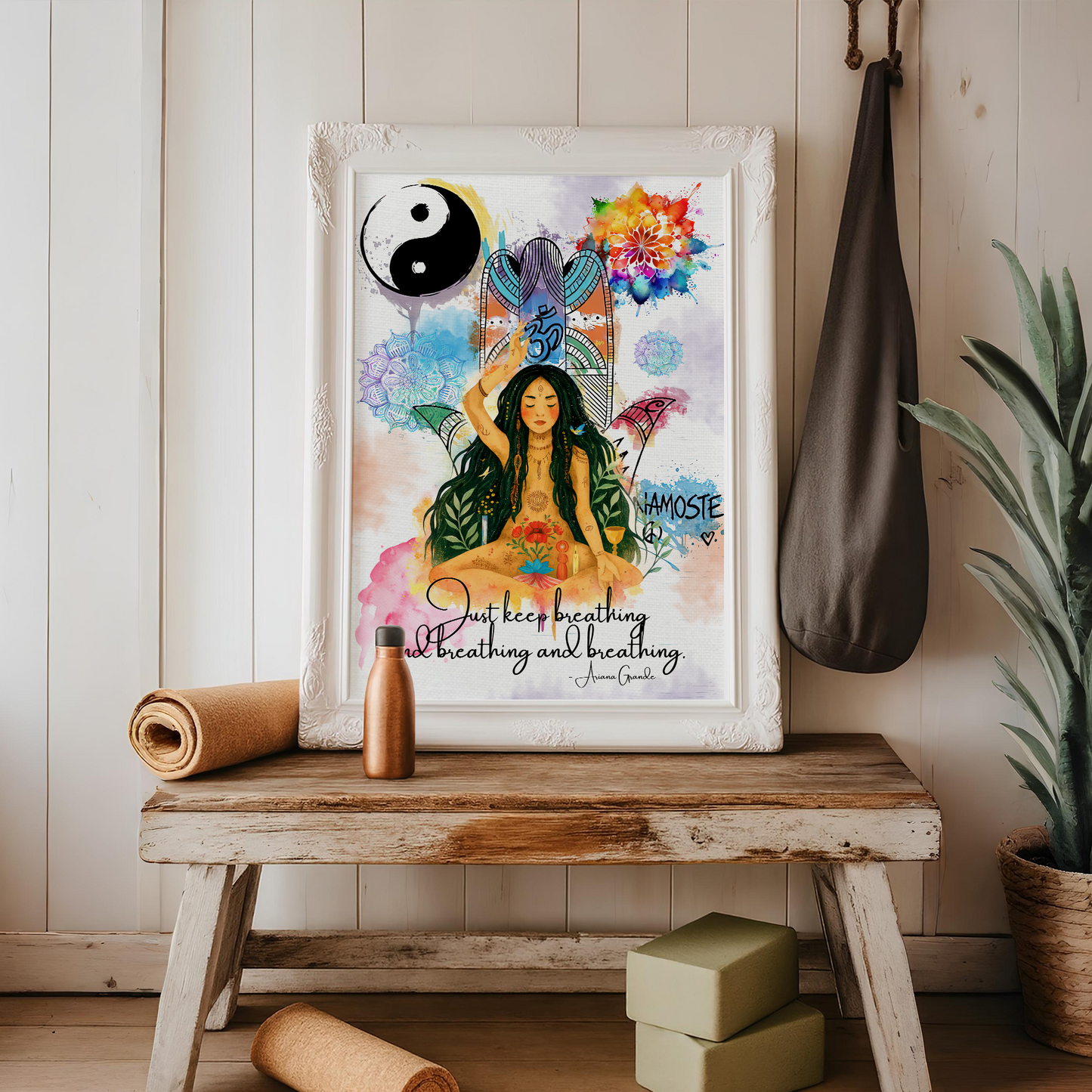 Yoga Just Keep Breathing And Breathing And Breathing No Frame Poster | 5To9Style