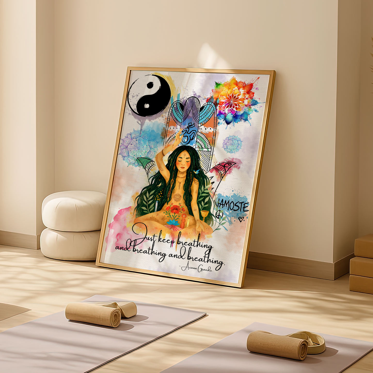 Yoga Just Keep Breathing And Breathing And Breathing No Frame Poster | 5To9Style