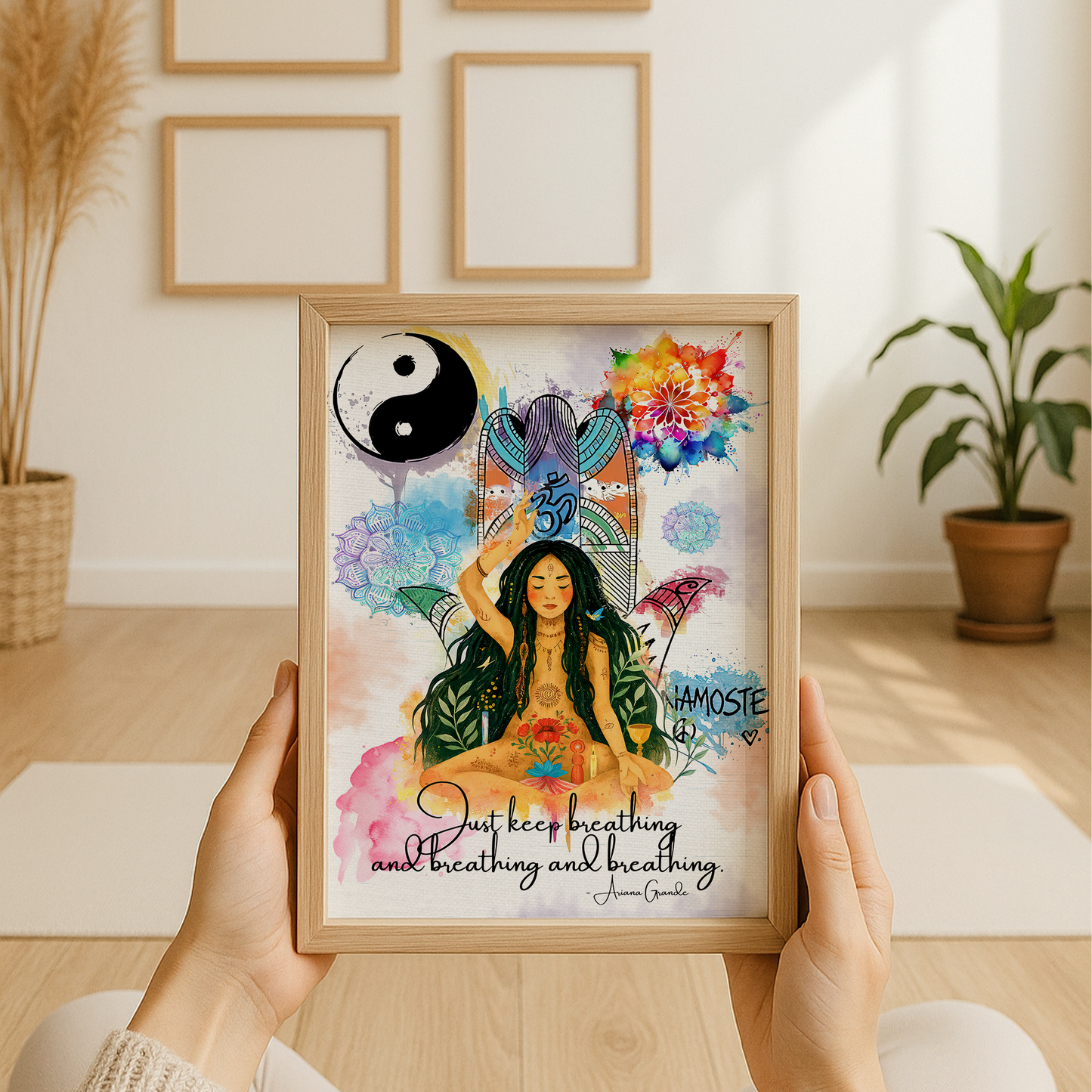 Yoga Just Keep Breathing And Breathing And Breathing No Frame Poster | 5To9Style