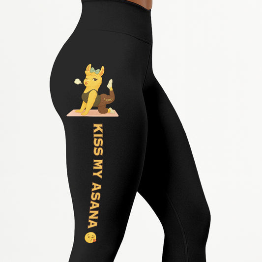 Kiss My Asana Chill Llama Yoga Pants All-Over Print Women's High Waist Leggings | 5To9Style