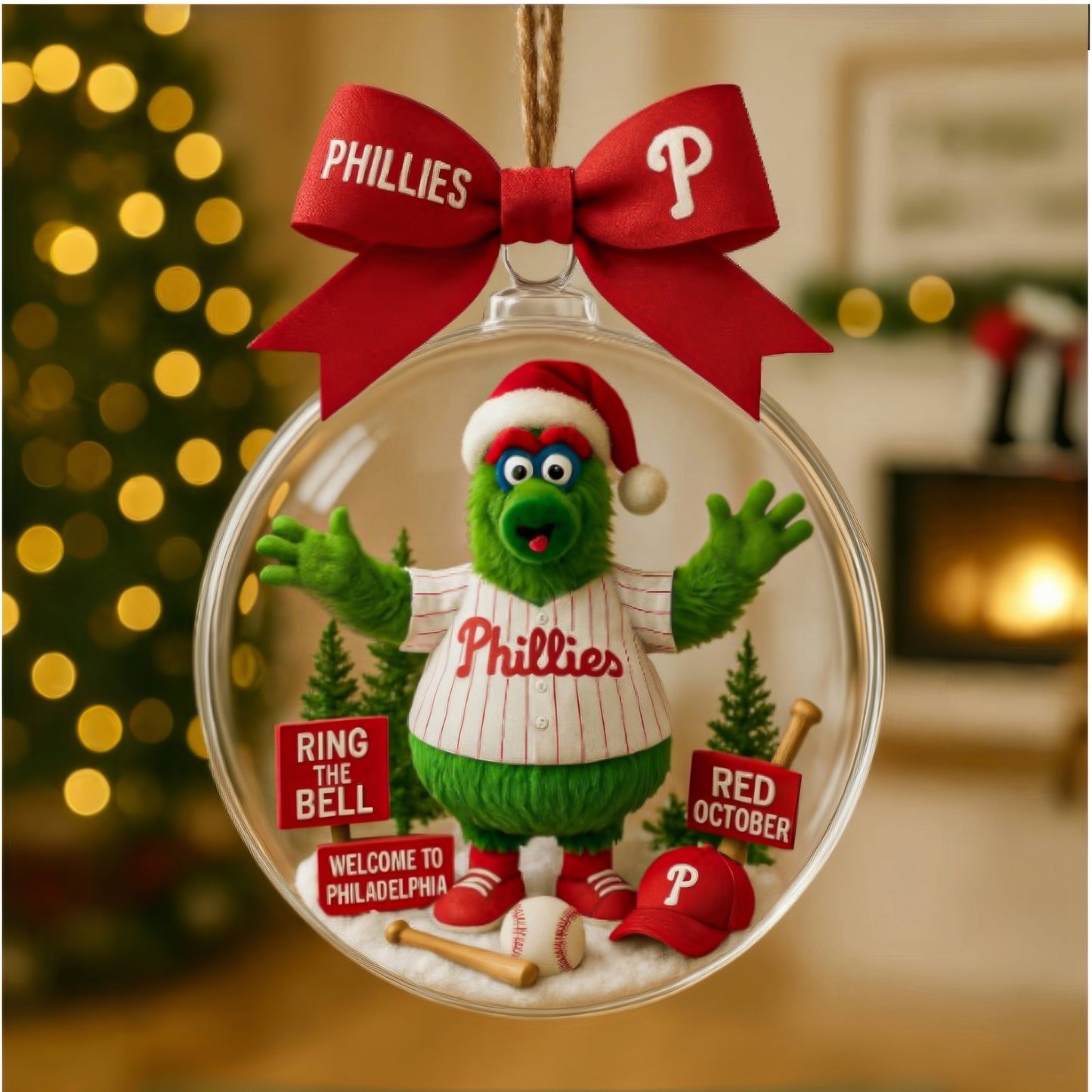 Christmas tree pendant with cute mascot and uniform of American baseball team - Ornament