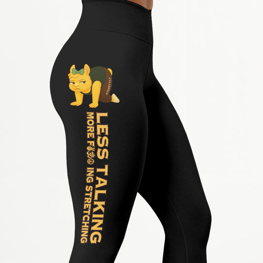 Less Talking, More Fcking Stretching Chill Llama Yoga Pants All-Over Print Women's High Waist Leggings | 5To9Style