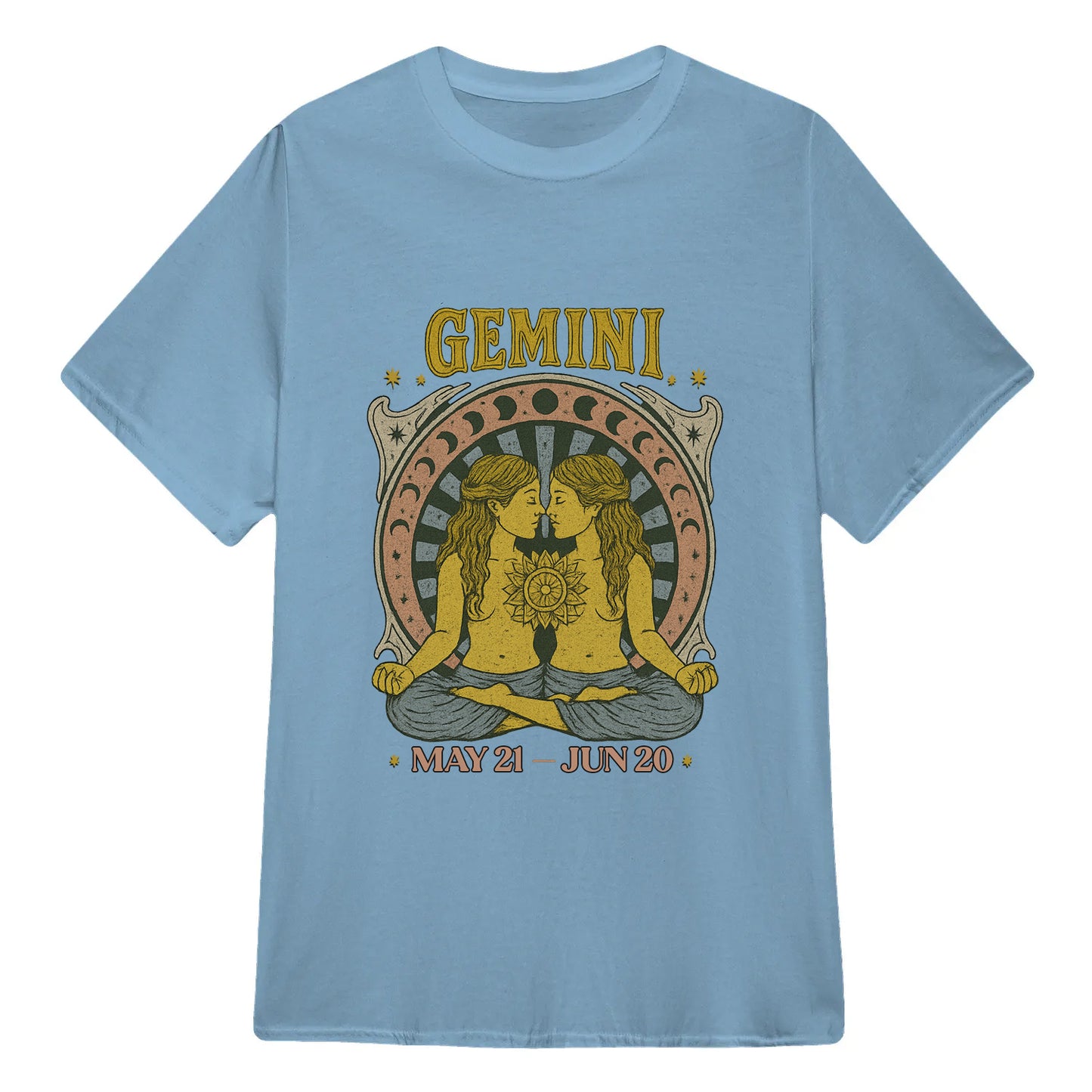 Gemini Zodiac Meditation Moon Phase Yoga Classic Unisex T-Shirt | 5To9Style