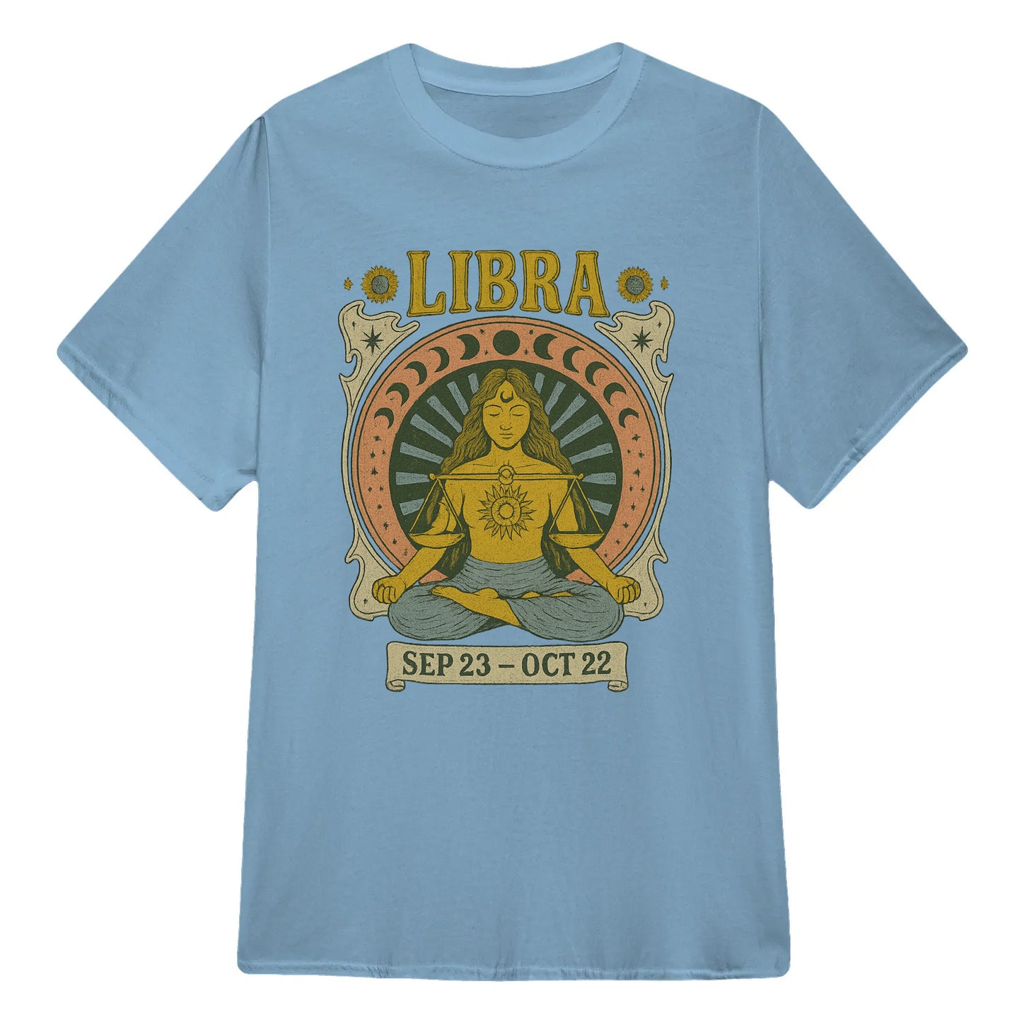 Libra Zodiac Meditation Moon Phase Yoga Classic Unisex T-Shirt | 5To9Style