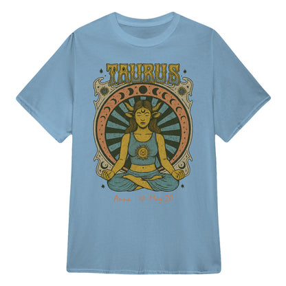 Zodiac Taurus Meditation Mandala Sun and Moon Symbols Yoga Classic Unisex T-Shirt | 5To9Style