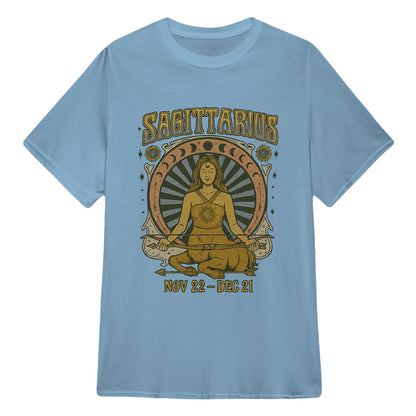 Sagittarius Zodiac Meditation Moon Phase Yoga Classic Unisex T-Shirt | 5To9Style