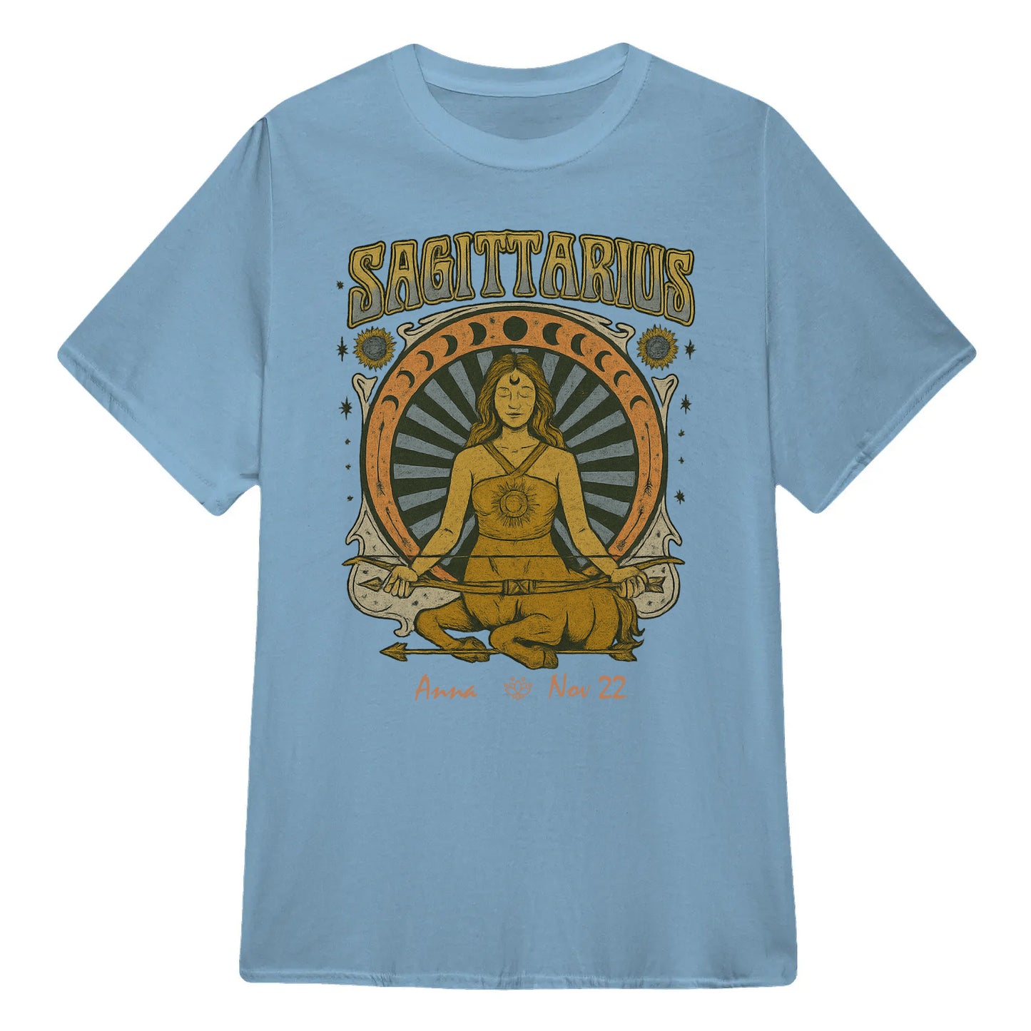Zodiac Sagittarius Meditation Mandala Sun and Moon Symbols Yoga Classic Unisex T-Shirt | 5To9Style
