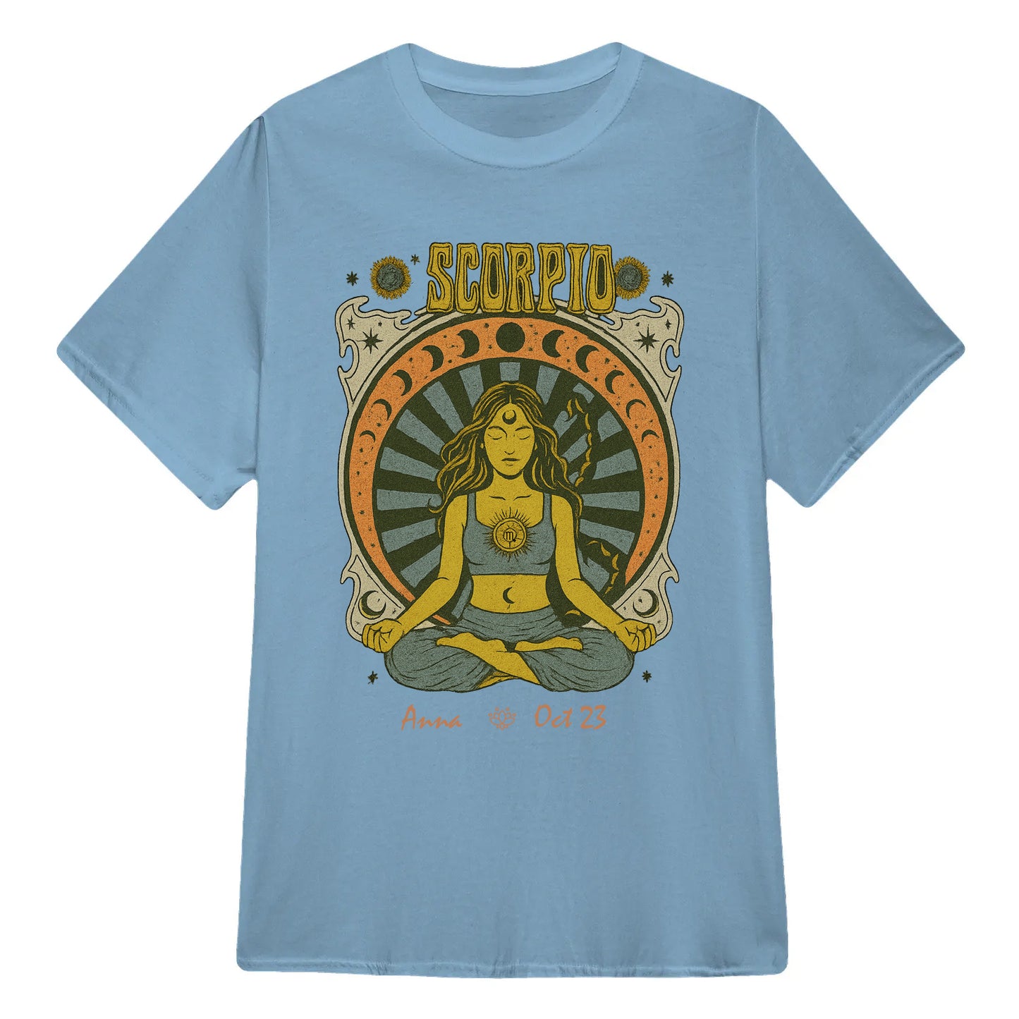 Zodiac Scorpio Meditation Mandala Sun and Moon Symbols Yoga Classic Unisex T-Shirt | 5To9Style