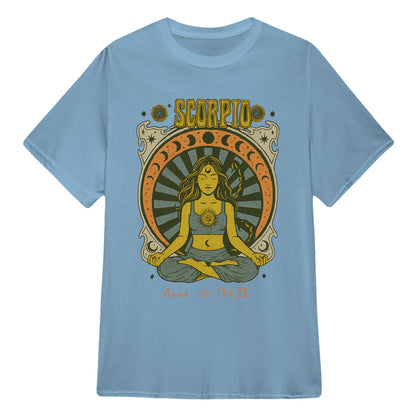 Zodiac Scorpio Meditation Mandala Sun and Moon Symbols Yoga Classic Unisex T-Shirt | 5To9Style