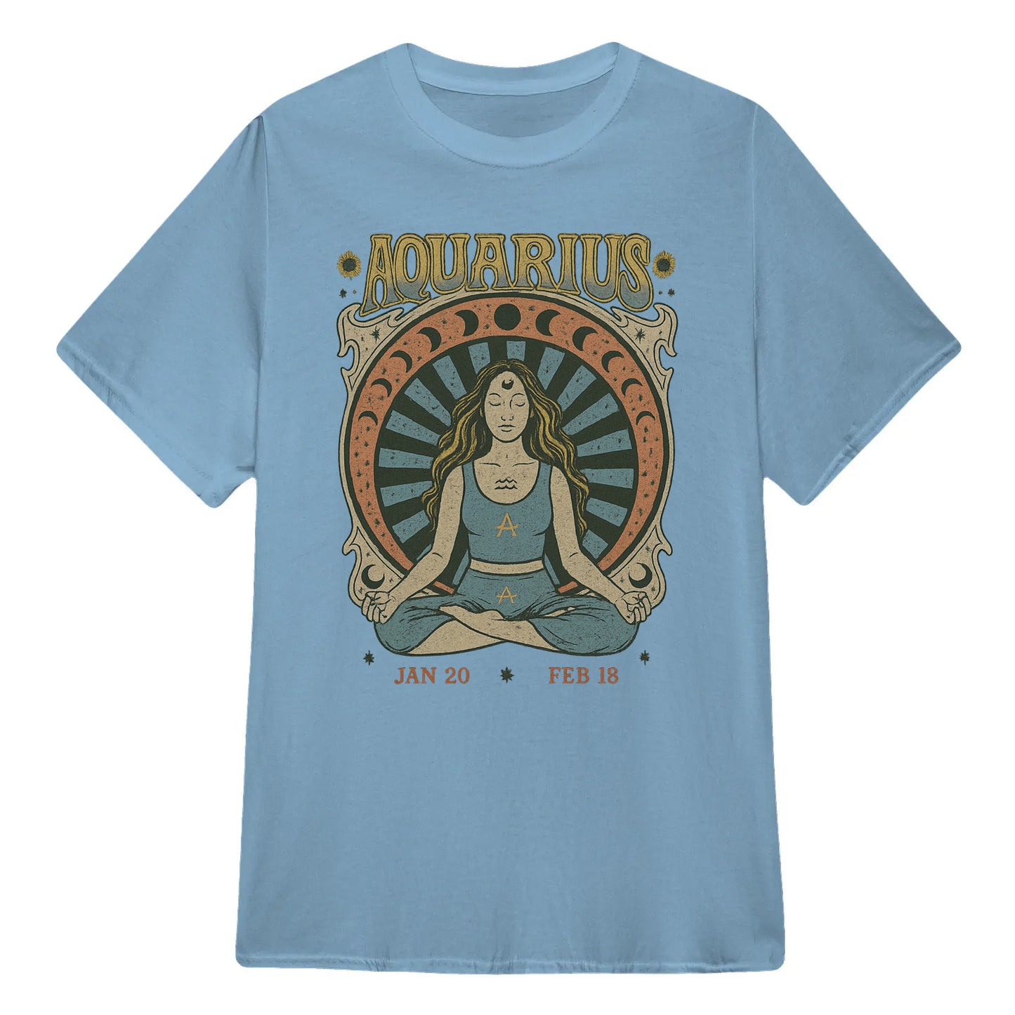 Aquarius Zodiac Meditation Moon Phase Yoga Classic Unisex T-Shirt | 5To9Style