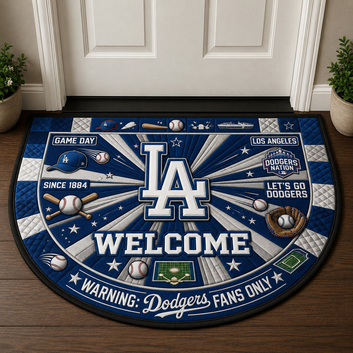 Baseball All Teams Custom Quilted Print Premium Welcome Mat Washable Black Border – Personalized Baseball Doormat