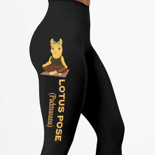 Lotus Pose (Padmasana) Chill Llama Yoga Pants All-Over Print Women's High Waist Leggings | 5To9Style