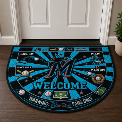 Baseball All Teams Custom Quilted Print Premium Welcome Mat Washable Black Border – Personalized Baseball Doormat