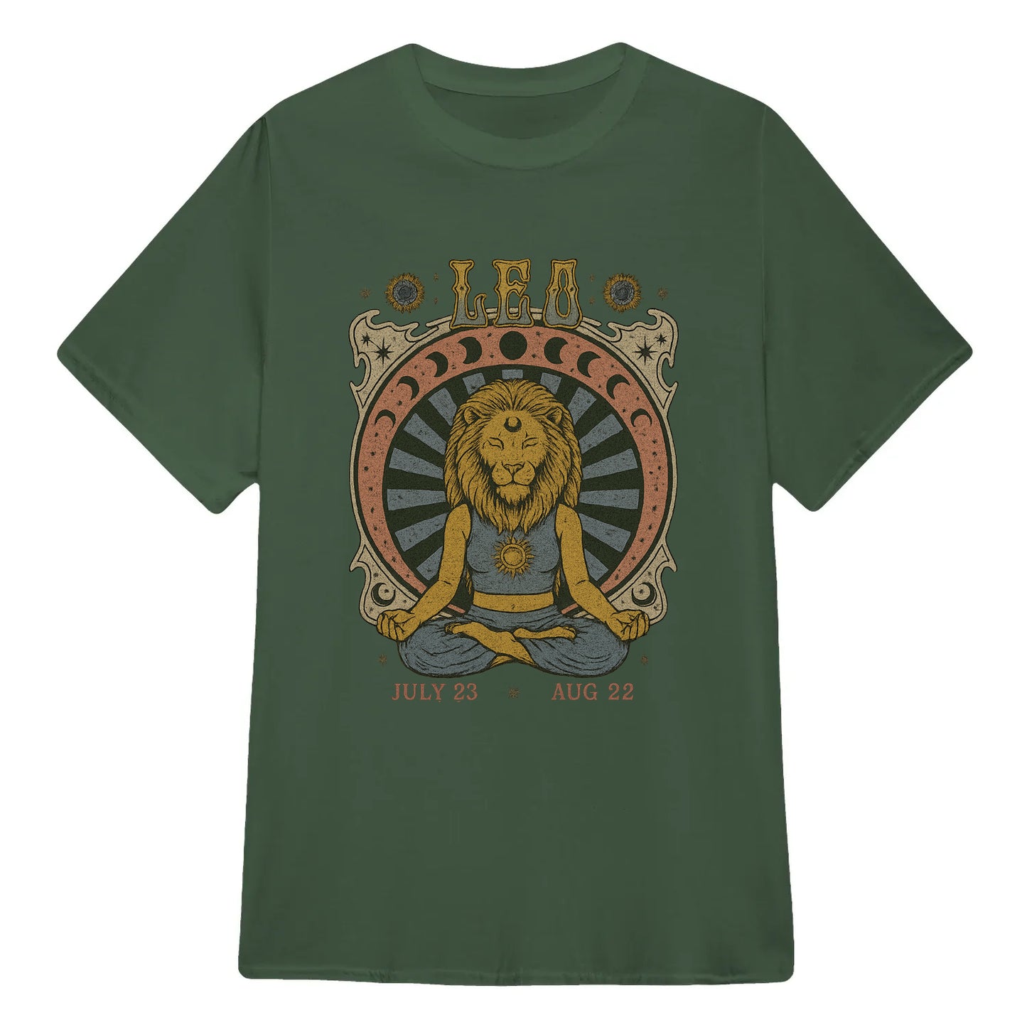 Leo Zodiac Meditation Moon Phase Yoga Classic Unisex T-Shirt | 5To9Style