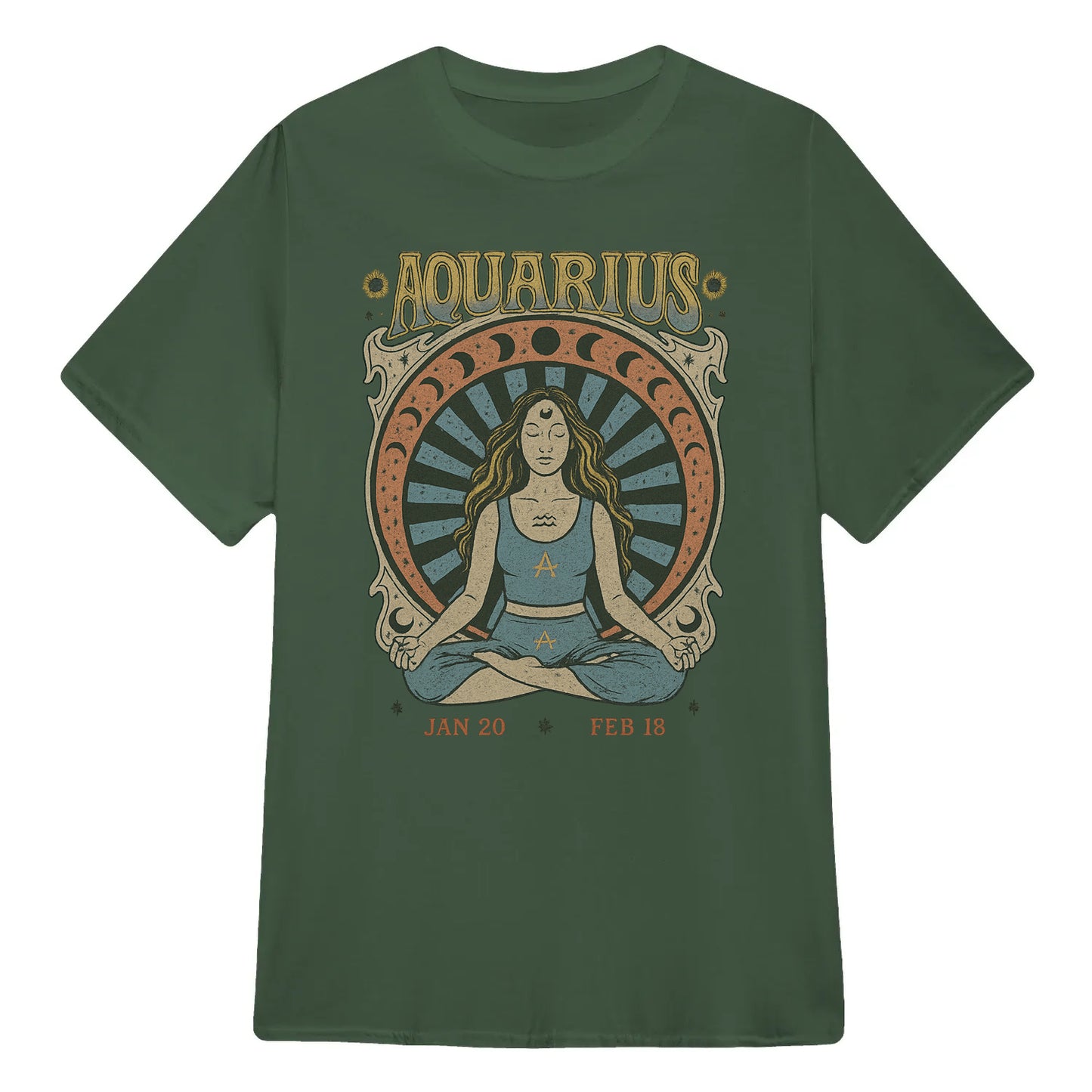 Aquarius Zodiac Meditation Moon Phase Yoga Classic Unisex T-Shirt | 5To9Style