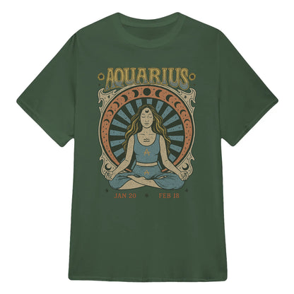 Aquarius Zodiac Meditation Moon Phase Yoga Classic Unisex T-Shirt | 5To9Style