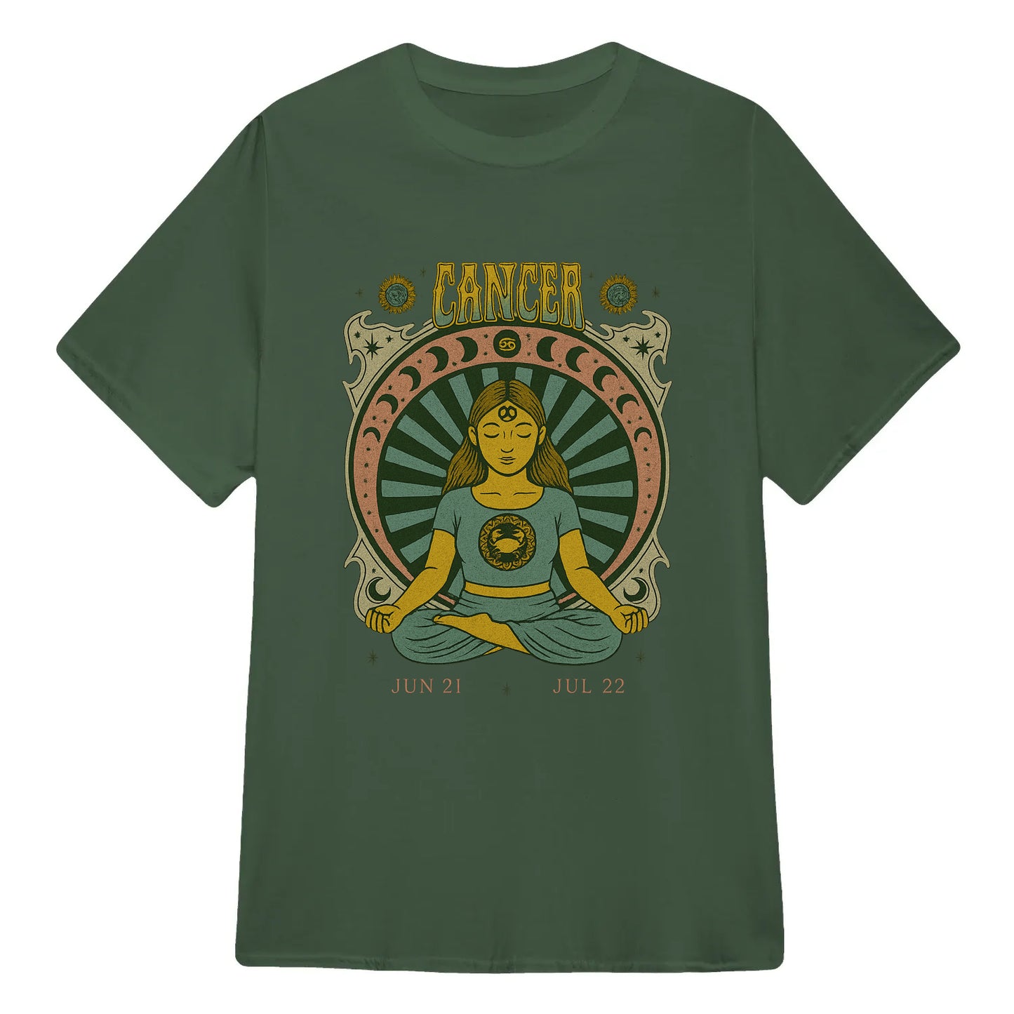 Cancer Zodiac Meditation Moon Phase Yoga Classic Unisex T-Shirt | 5To9Style