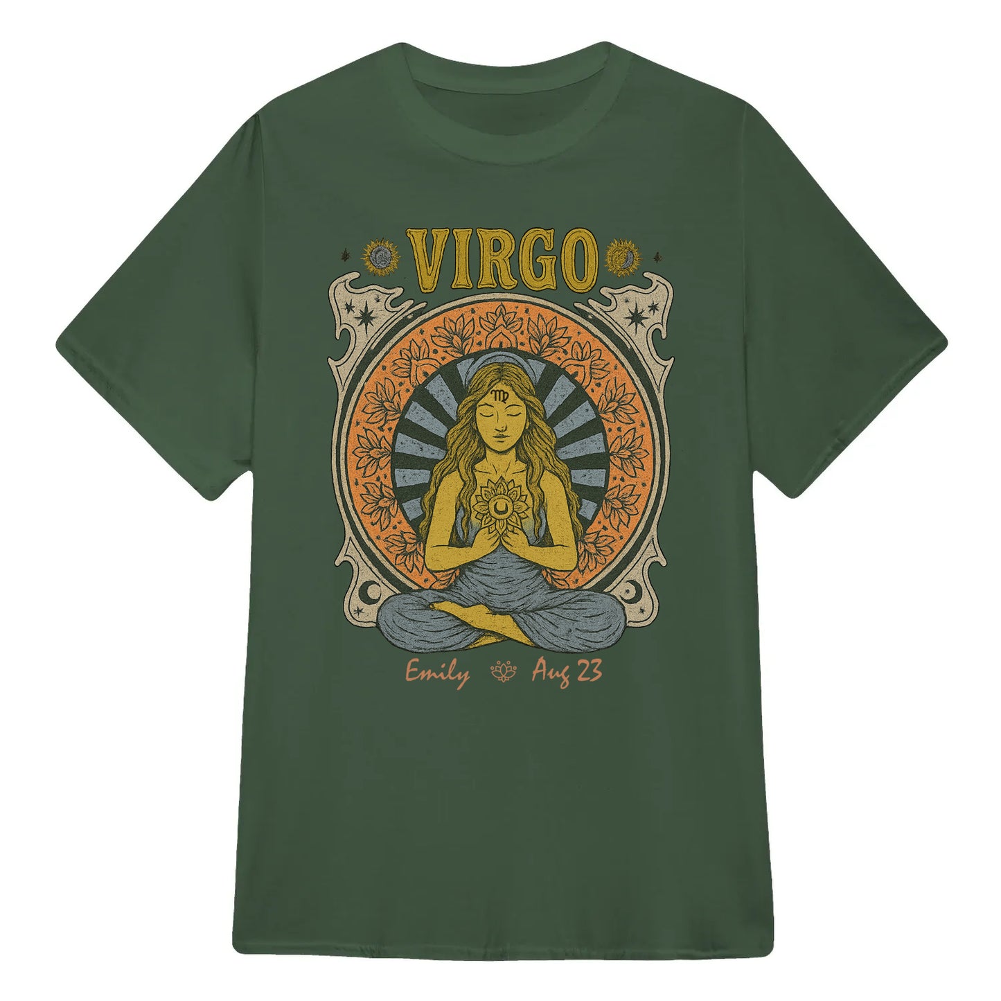 Zodiac Virgo Meditation Mandala Sun and Moon Symbols Yoga Classic Unisex T-Shirt | 5To9Style