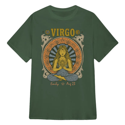Zodiac Virgo Meditation Mandala Sun and Moon Symbols Yoga Classic Unisex T-Shirt | 5To9Style