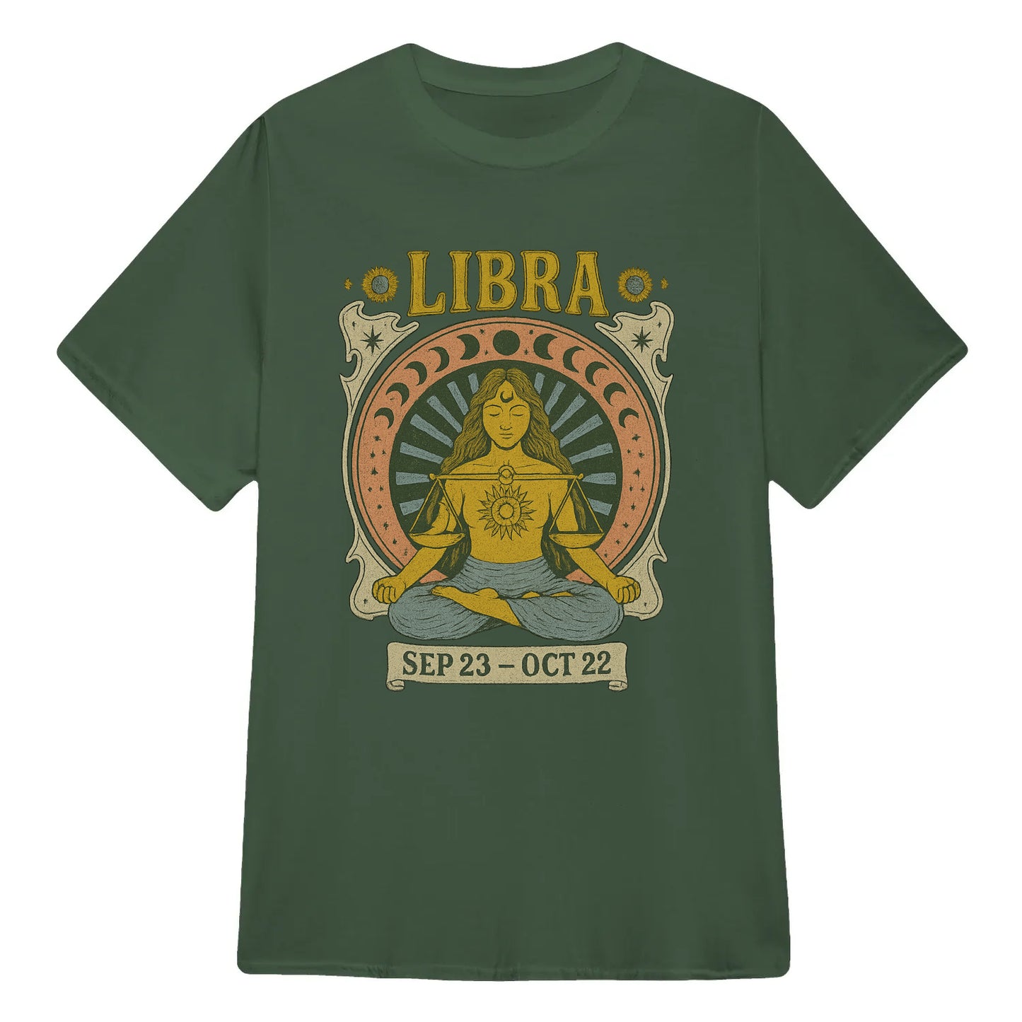Libra Zodiac Meditation Moon Phase Yoga Classic Unisex T-Shirt | 5To9Style