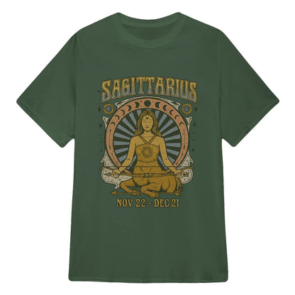 Sagittarius Zodiac Meditation Moon Phase Yoga Classic Unisex T-Shirt | 5To9Style