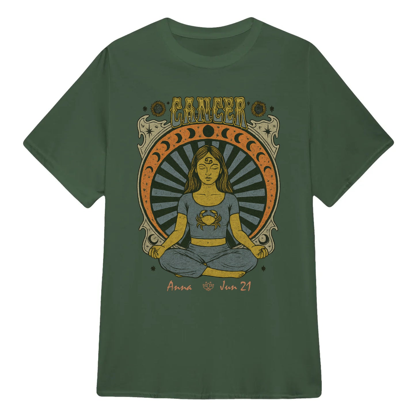 Zodiac Cancer Meditation Mandala Sun and Moon Symbols Yoga Classic Unisex T-Shirt | 5To9Style