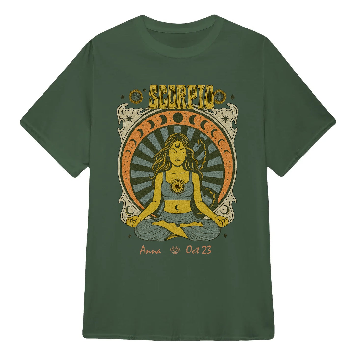 Zodiac Scorpio Meditation Mandala Sun and Moon Symbols Yoga Classic Unisex T-Shirt | 5To9Style