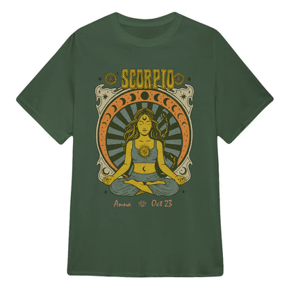 Zodiac Scorpio Meditation Mandala Sun and Moon Symbols Yoga Classic Unisex T-Shirt | 5To9Style