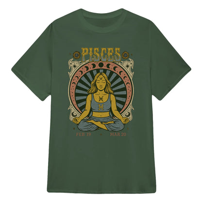 Pisces Zodiac Meditation Moon Phase Yoga Classic Unisex T-Shirt | 5To9Style
