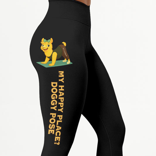 My Happy Place Chill Llama Yoga Pants All-Over Print Women's High Waist Leggings | 5To9Style