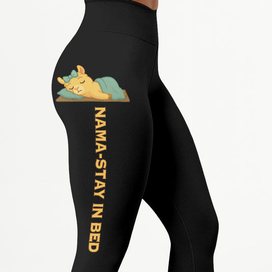 Nama-stay In Bed Cool Chill Llama Yoga Pants All-Over Print Women's High Waist Leggings | 5To9Style