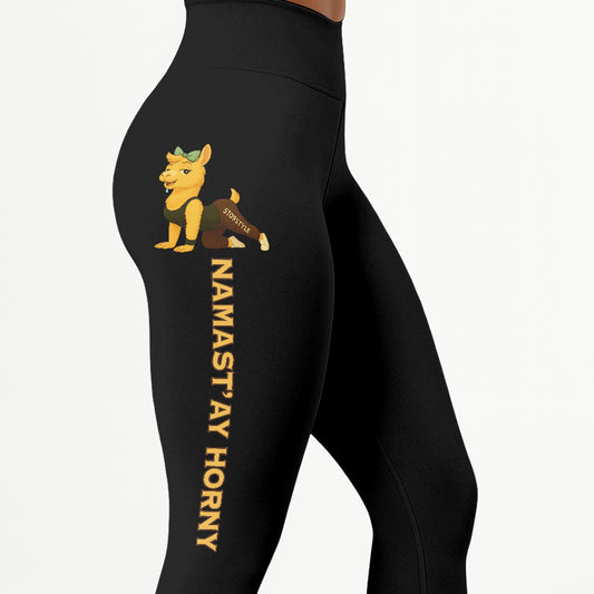 Namastâ€™ay Horny Chill Llama Yoga Pants All-Over Print Women's High Waist Leggings | 5To9Style