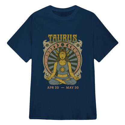 Taurus Zodiac Meditation Moon Phase Yoga Classic Unisex T-Shirt | 5To9Style