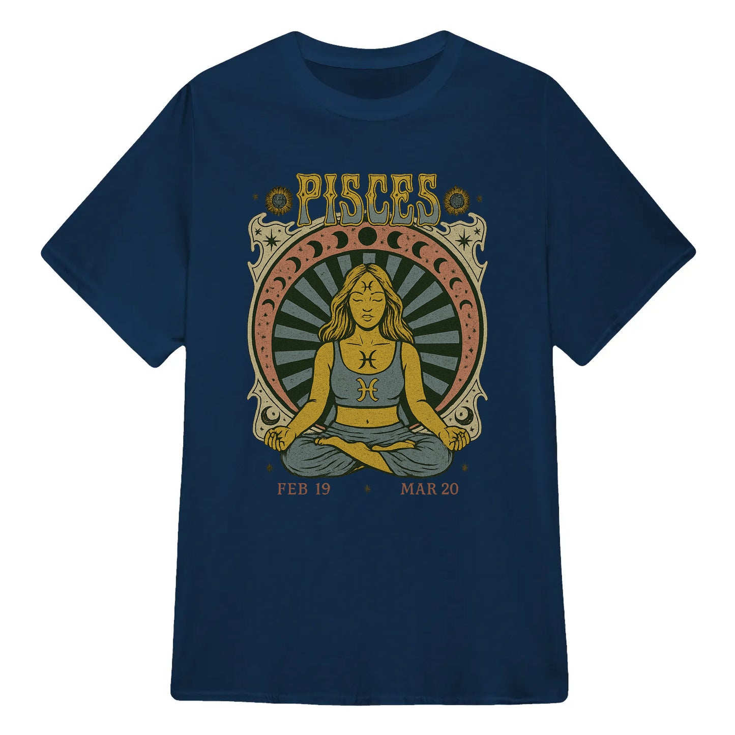 Pisces Zodiac Meditation Moon Phase Yoga Classic Unisex T-Shirt | 5To9Style
