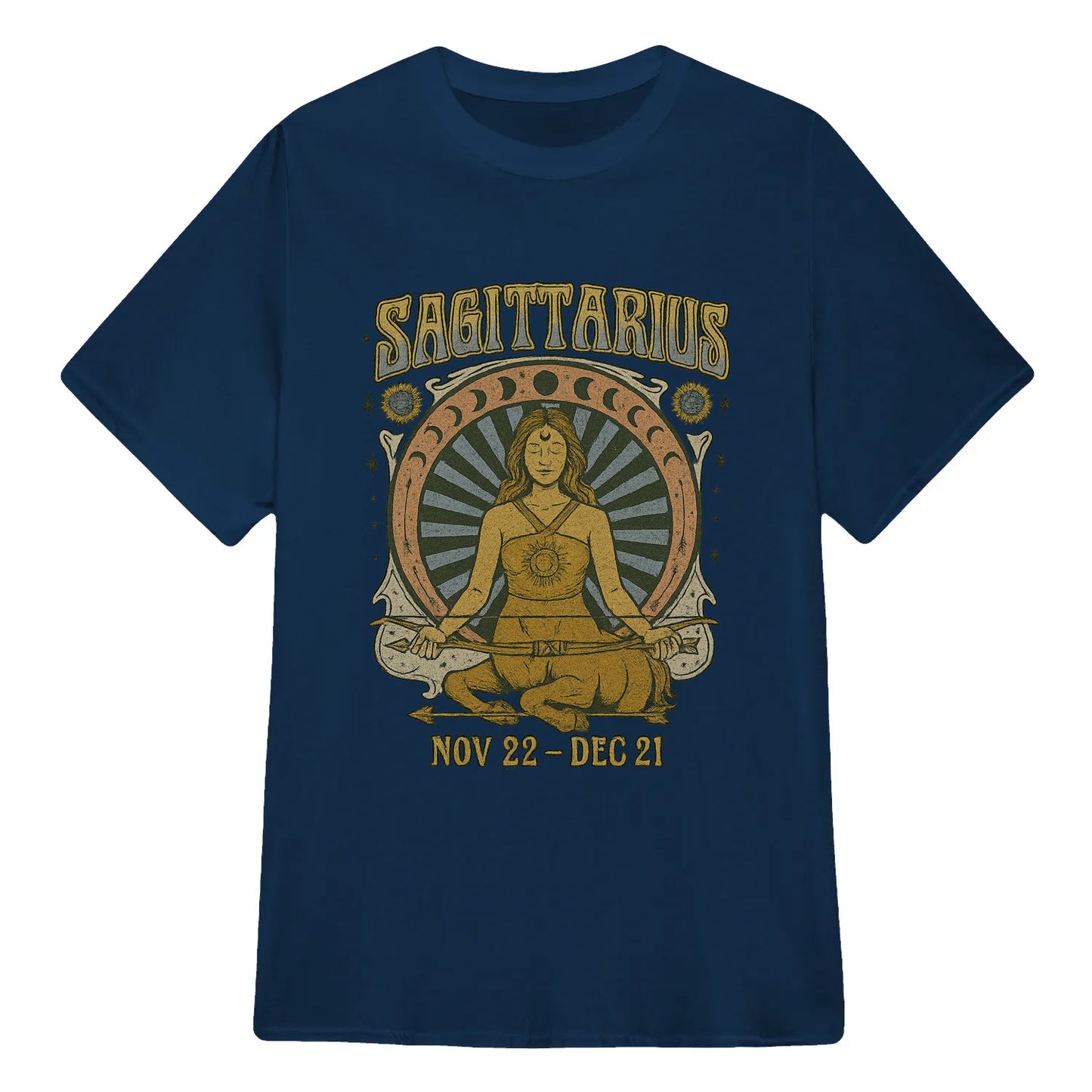 Sagittarius Zodiac Meditation Moon Phase Yoga Classic Unisex T-Shirt | 5To9Style