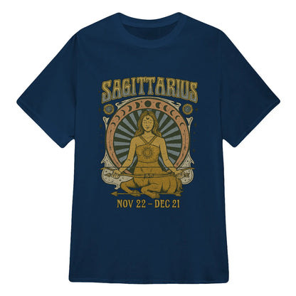 Sagittarius Zodiac Meditation Moon Phase Yoga Classic Unisex T-Shirt | 5To9Style