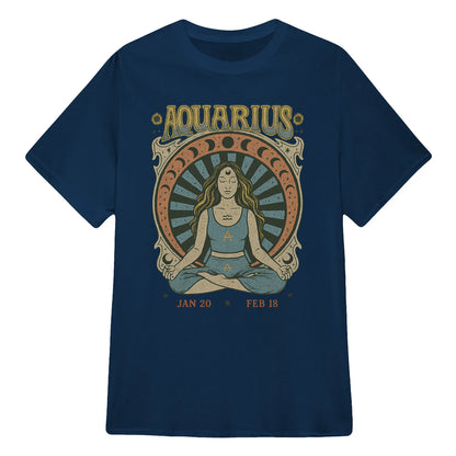 Aquarius Zodiac Meditation Moon Phase Yoga Classic Unisex T-Shirt | 5To9Style