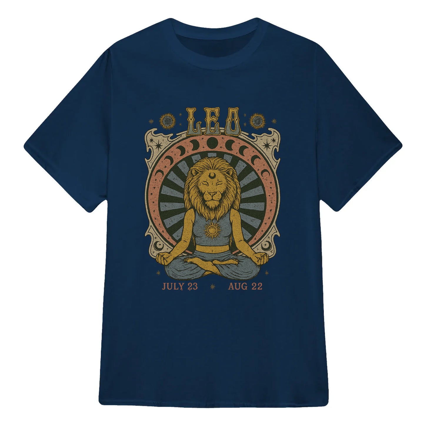 Leo Zodiac Meditation Moon Phase Yoga Classic Unisex T-Shirt | 5To9Style