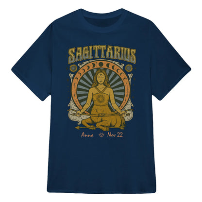 Zodiac Sagittarius Meditation Mandala Sun and Moon Symbols Yoga Classic Unisex T-Shirt | 5To9Style