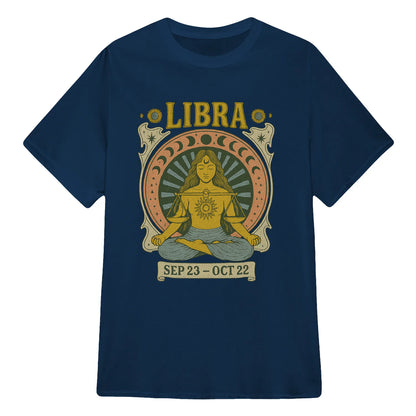 Libra Zodiac Meditation Moon Phase Yoga Classic Unisex T-Shirt | 5To9Style