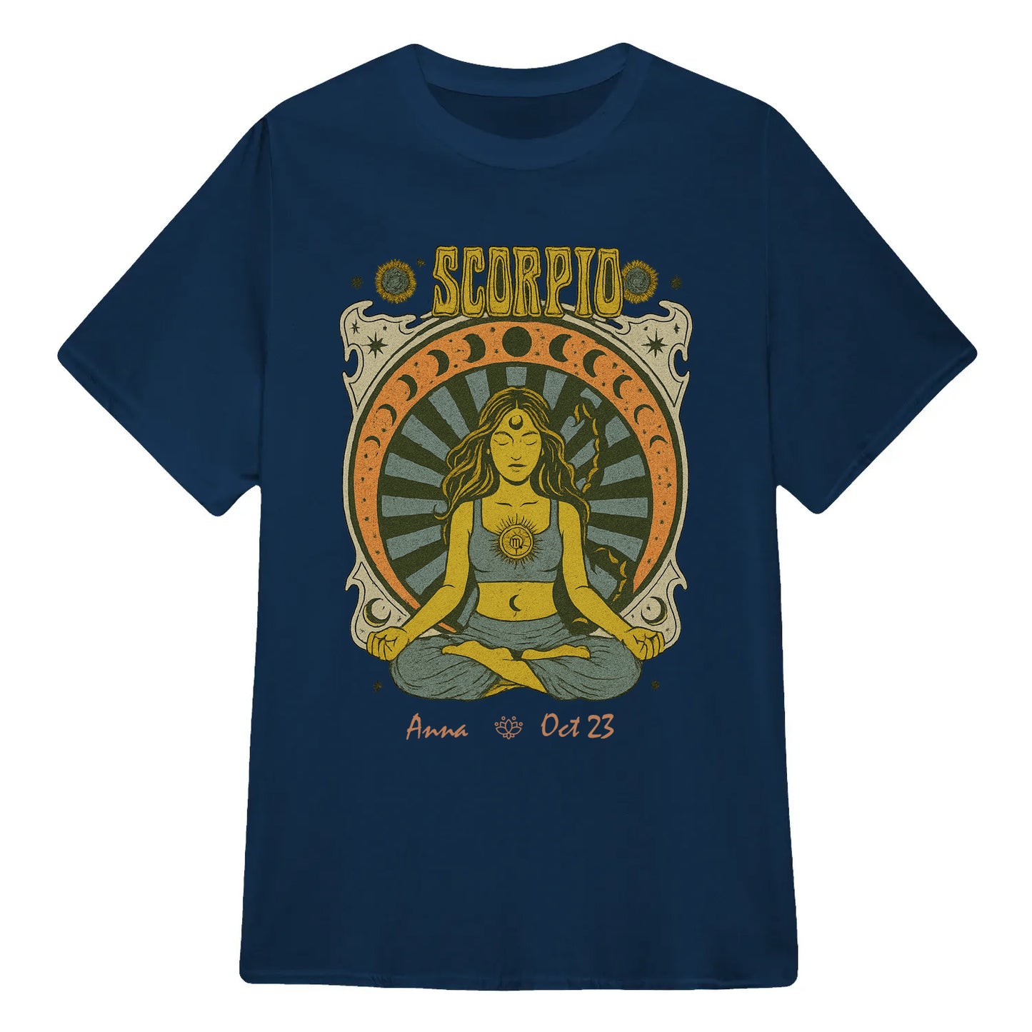 Zodiac Scorpio Meditation Mandala Sun and Moon Symbols Yoga Classic Unisex T-Shirt | 5To9Style