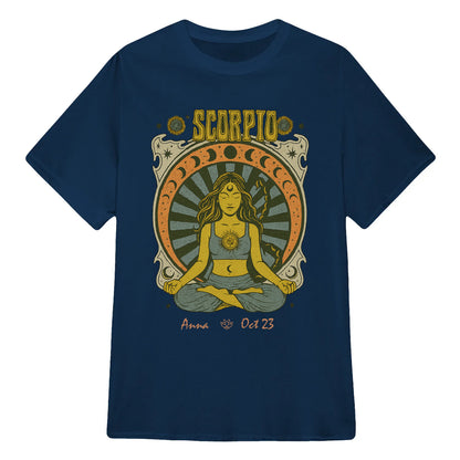 Zodiac Scorpio Meditation Mandala Sun and Moon Symbols Yoga Classic Unisex T-Shirt | 5To9Style